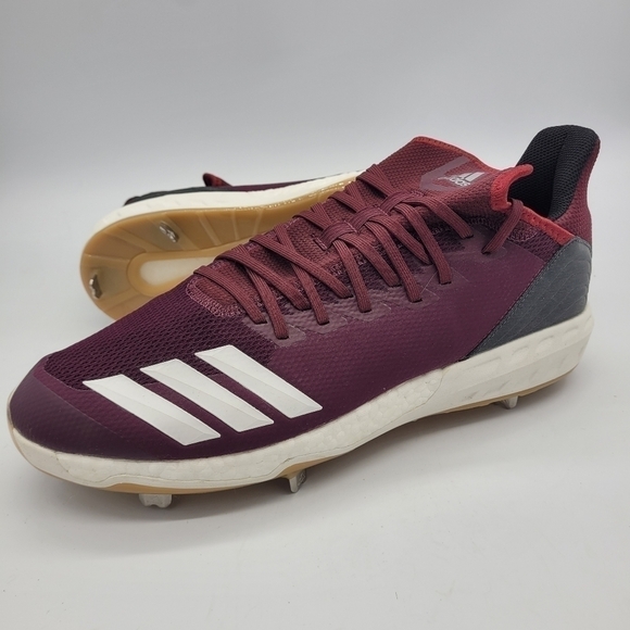 Adidas Shoes Men 14 Boost Icon 4 Metal Baseball Cleats NEW Maroon - Picture 8 of 12